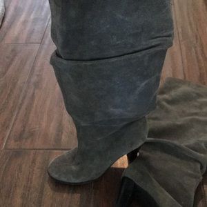 Gray slouch boots